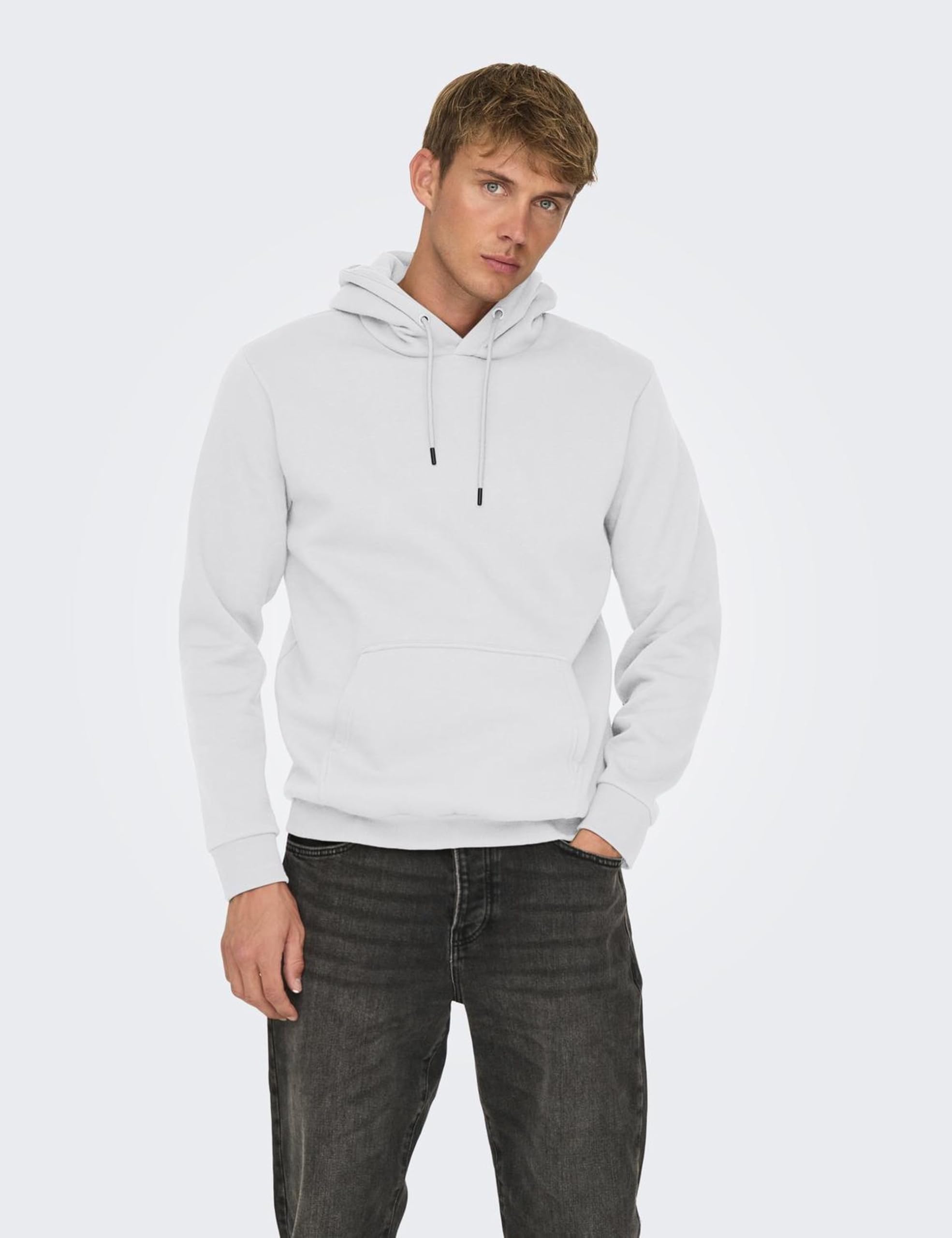 ONLY & SONS Onsceres bluza z kapturem Sweat Noos, Super Light Grey Melange, S