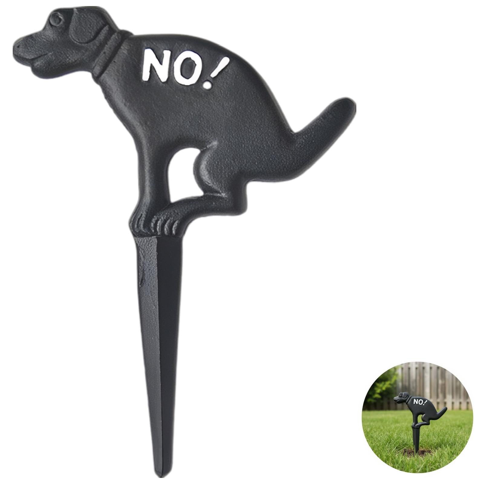 2 Stk. Metallschilder für den Garten, Kein-Hundekot-Schild mit Hund, niedliches Gartenstecker-Warnschild, 20 x 27 cm, 0,85 cm stark, schwarzer Gusseisen-Look, für einen sauberen Rasen
