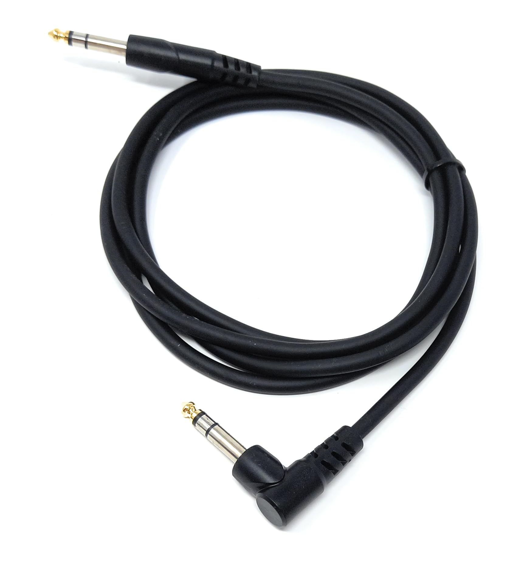 DRUT 2m 6.35mm 1/4" Stereo TRS Male Jack to Right Angled Male Jack, Audio, Music Instrument, Flexible Cable Lead 6.5ft - Image 2