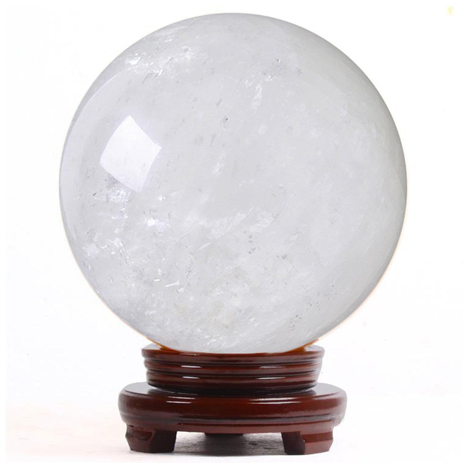 RVBLRDSE White Calcite Sphere Gemstone Ball Handcrafted Ornaments Crystal Sculpture Figurine with Stand,30cm Gemstone Stone