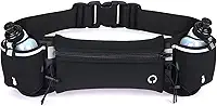 Cinto de Hidratação para Corrida com 2 Garrafas, Pochete Esportiva Impermeável, Bolsa de Cintura Ajustável, Preto (negro)