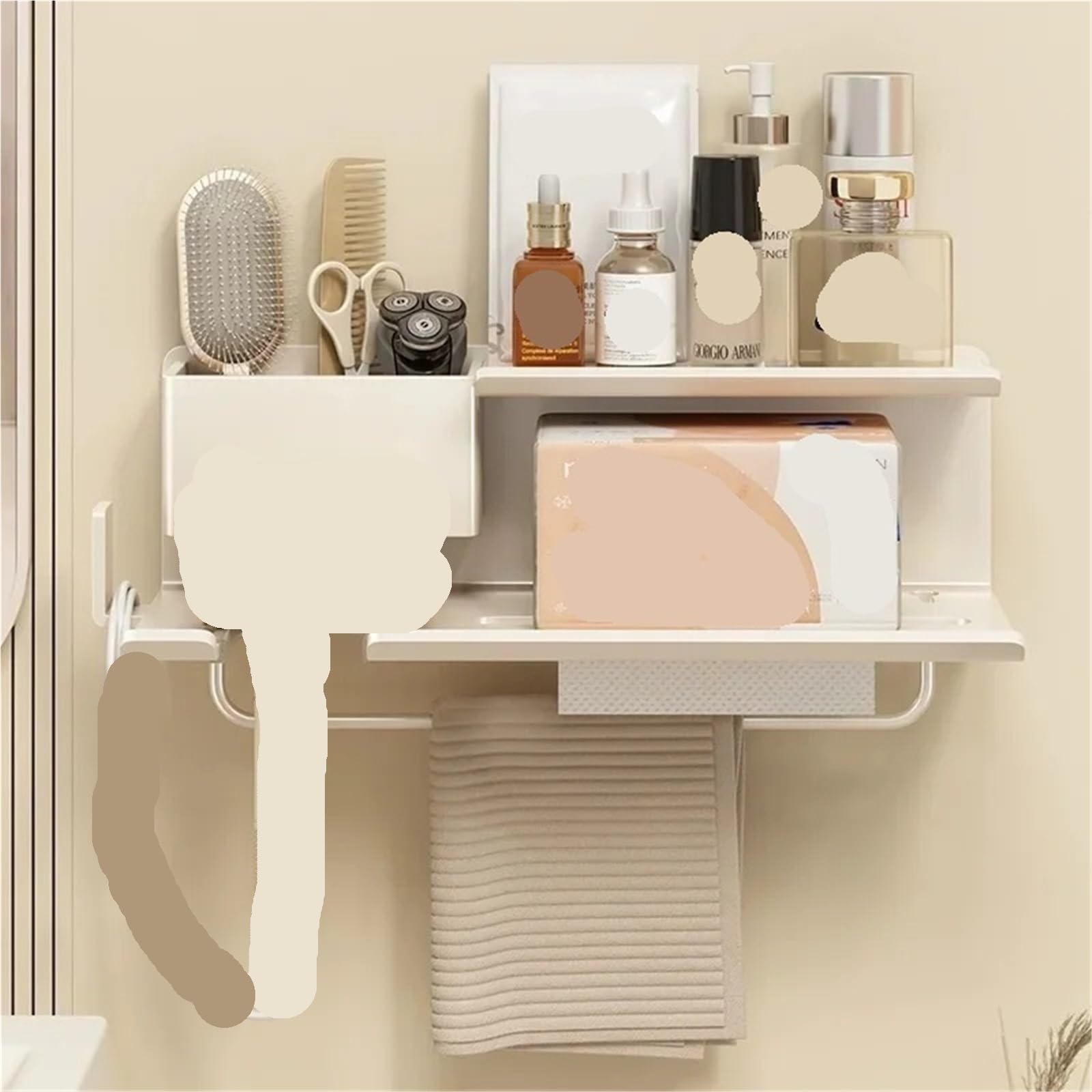 Estante for secador de Pelo for baño, for montado en la Pared, Peine, Estante Almacenamiento Multifuncional, estantes for para Secador de Pelo(Black)
