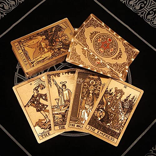 Générique Gold Foil Tarot, Tout en Anglais, ce Jeu est Un incontournable pour Les tarots débutants et avancés (Nouveaux Gold Foil Tarot, Hexagon Rose Gold,12 * 7cm