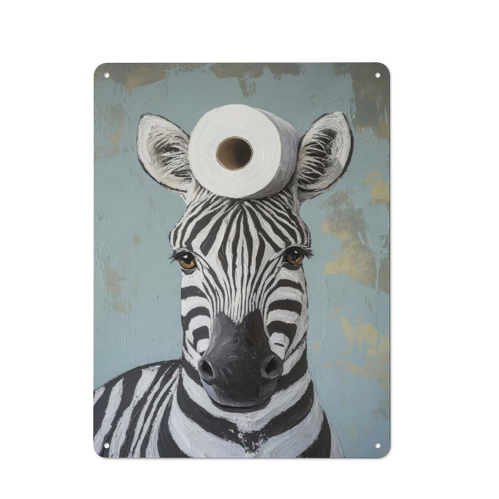 Junmoney Zebra With Toilet Paper 40X30cm Retro Tin Sign With For Home Office Or Studio, For Home Interiors, Feature Walls And Decorative Displays