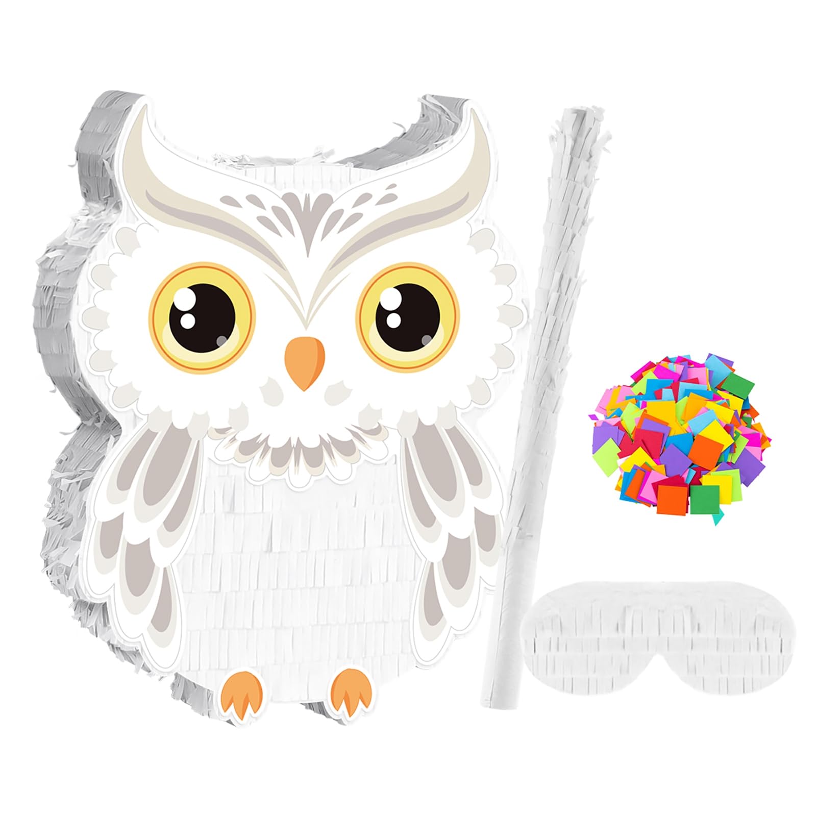 Owl Piñata - Owl Party Supplies Piñata Bundle with Blindfold and Stick for Girls/Boys Rainbow Owl/Forest Theme Birthday Party Game Decorations
