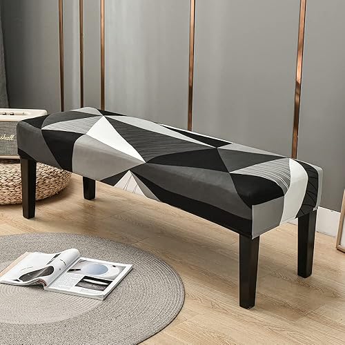 Miniatura 2 de HAOYONG Funda elástica de elastano para asiento de banco de comedor, fundas de cojín rectangulares para banco de piano, protector de muebles para