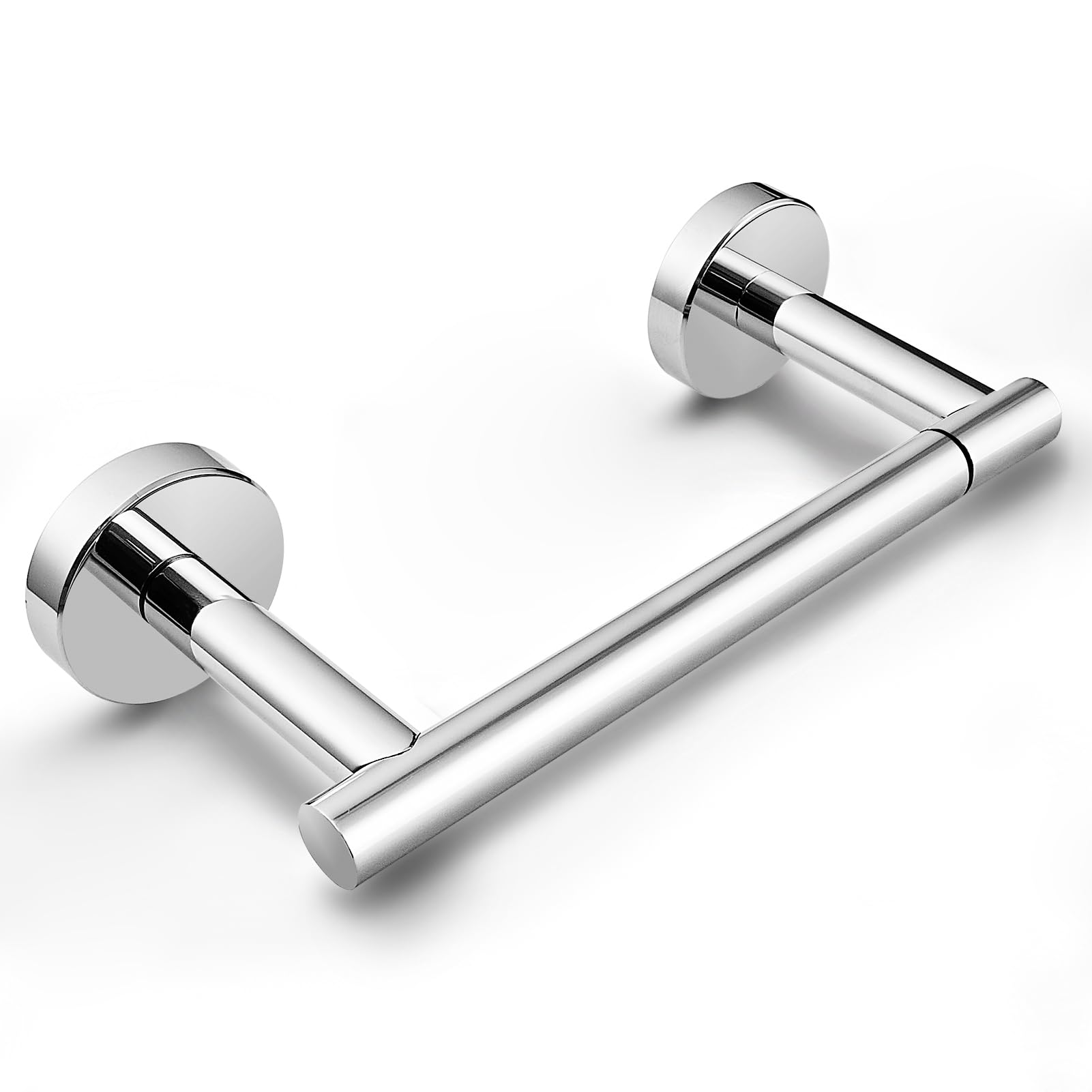 POKIM Chrome Toilet Paper Holder - Polished Metal Bathroom Flexible Pivot Tissue Roll Holder on Wall Mounted, Sturdy SUS 304 Stainless Steel Toilet TP Large Mega Roll Holder Modern Silver