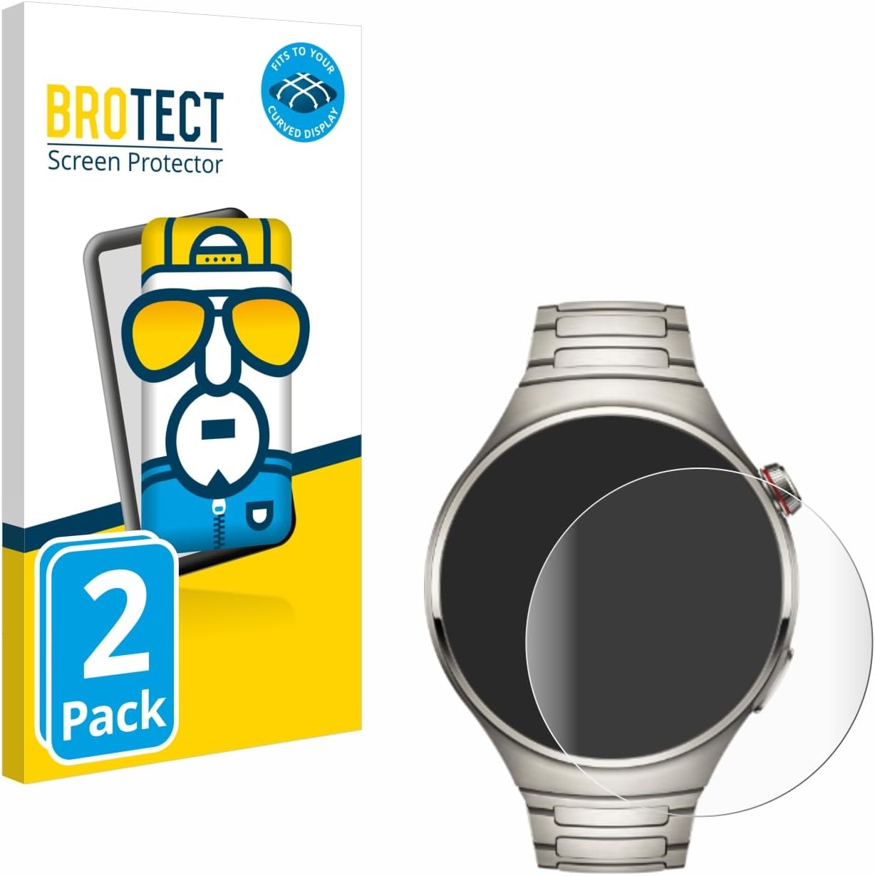 brotect 3D Curved Screen Protector compatible with Huawei Watch 4 Pro (2 Pack) - Full Screen Coverage