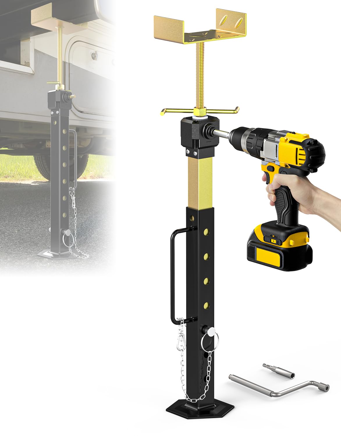 2024 Upgraded RV Slide Out Supports Stabilizer Jacks, 1 Pack [Allow Drill Adjust] 16" to 36" Adjustable Slide Out Support Jacks, Camper and Travel Slide Out Stabilizer Jacks, Supports Up to 5,000 lbs