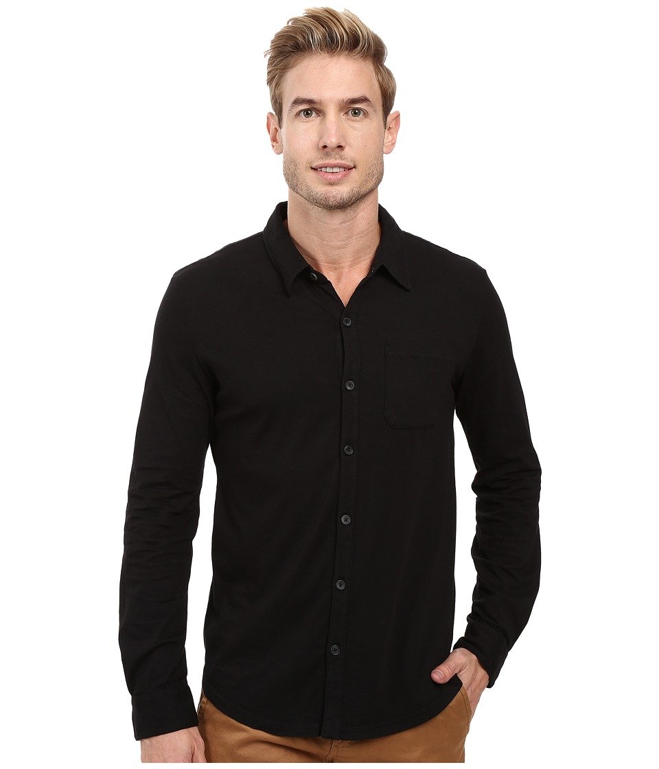 Mod-O-Doc Summerland Knit Long Sleeve Jersey Button Front Shirt Black 2XL