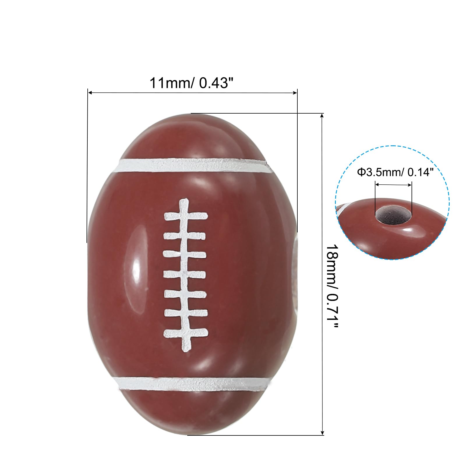 PATIKIL Sports Ball Beads, 50 Pcs Acrylic Rugby Beads Bulk Round Sports Spacer Beads for DIY Crafts Bracelet Necklace Making Brown - Image 2