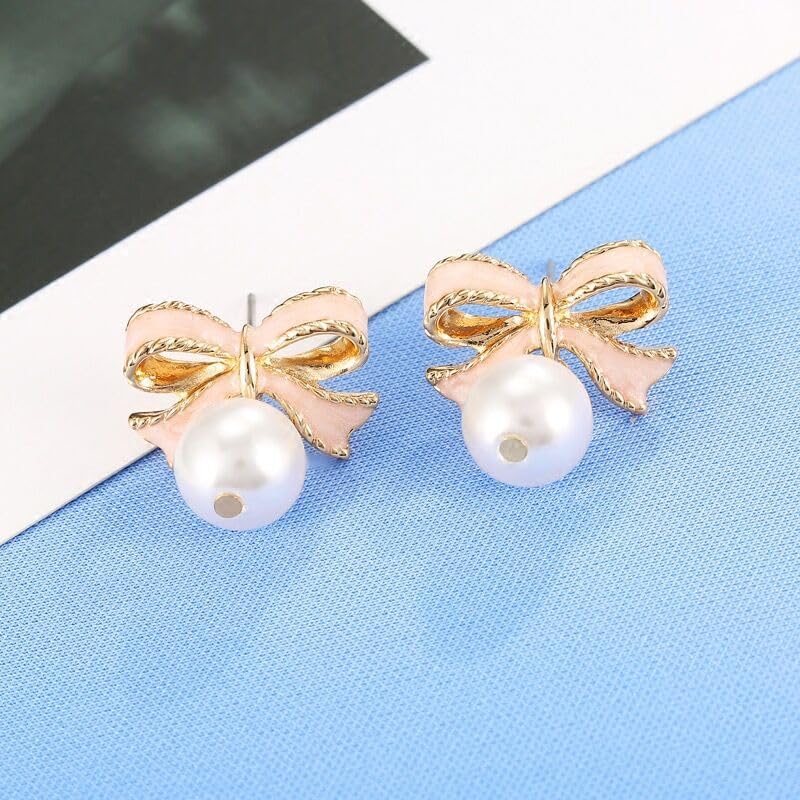 Gold Bow Earrings Set Golden Silver Ribbon Stud Earrings for Women Gift - Image 4