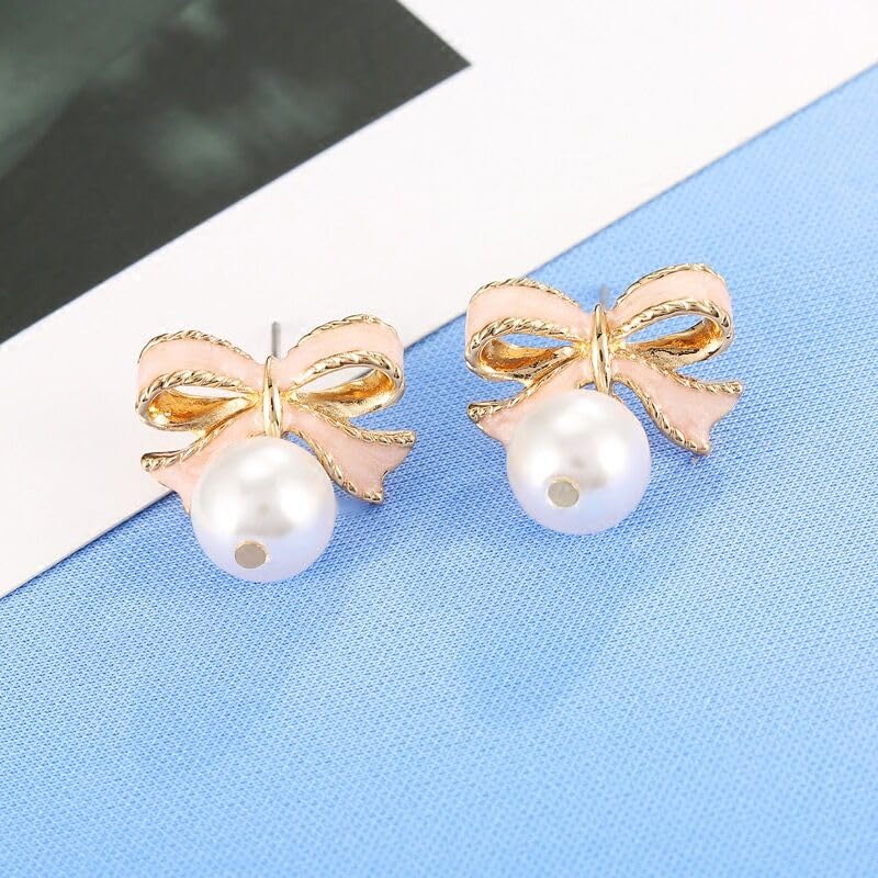 Gold Bow Earrings Set Golden Silver Ribbon Stud Earrings for Women Gift4
