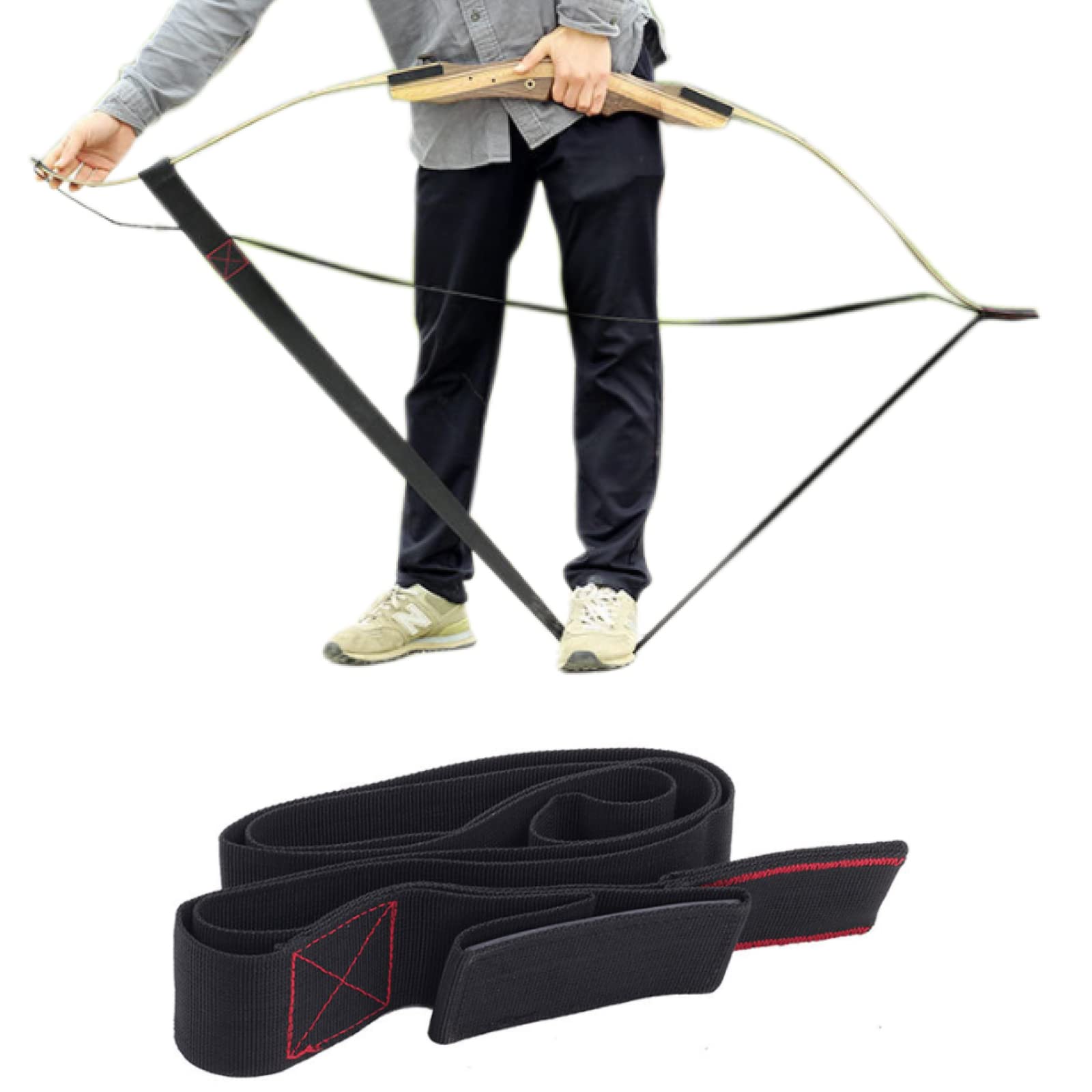 TRIWONDER Archery Recurve Bow Stringer with Woven Tips 177cm Length & 4.9cm Width Archery Accessory Bow String, Black