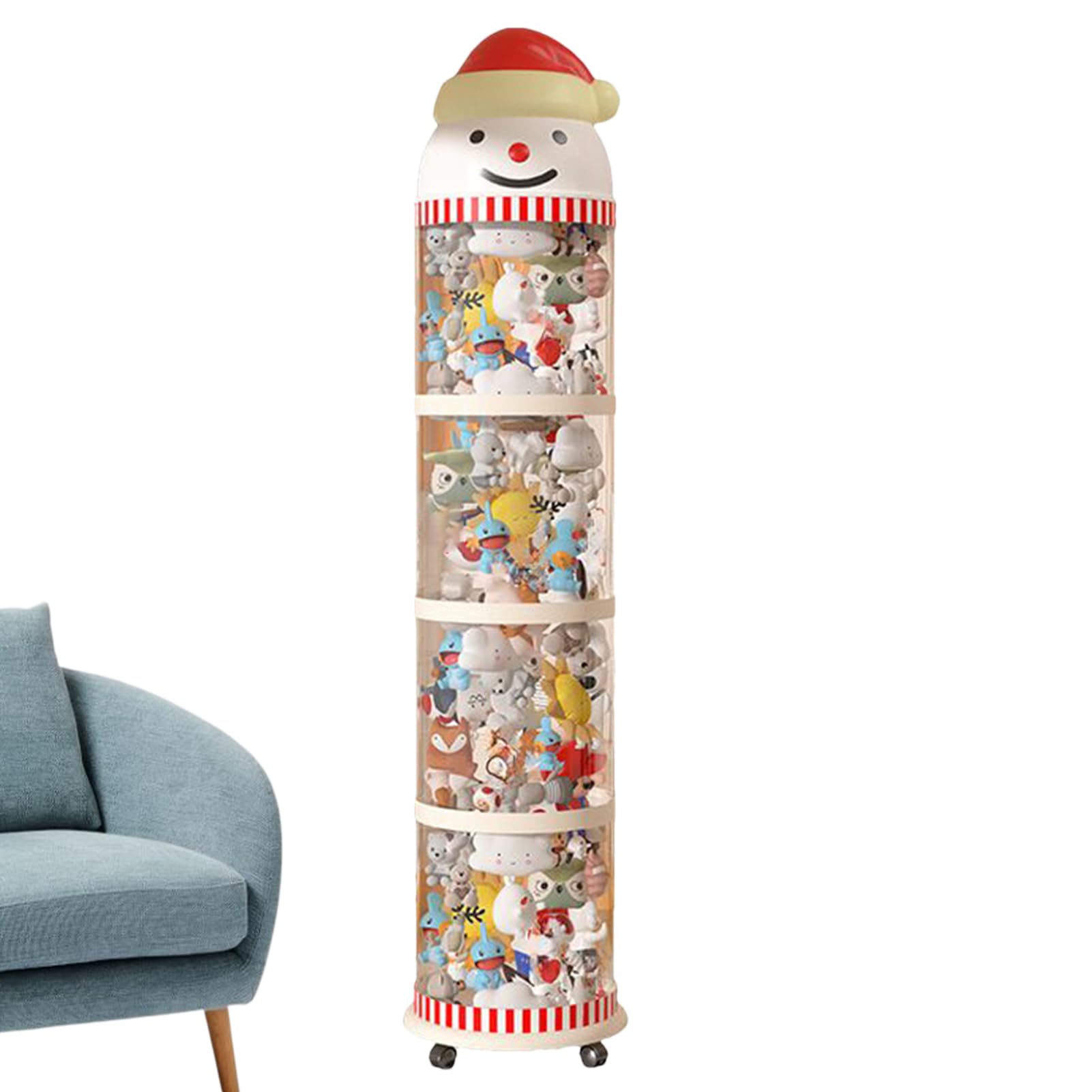 Tubo de almacenamiento de animales de peluche, torre de exhibición | de felpa transparente con forma, organizador de almacenamiento de juguetes con ruedas, para sala de juegos, habitación de los