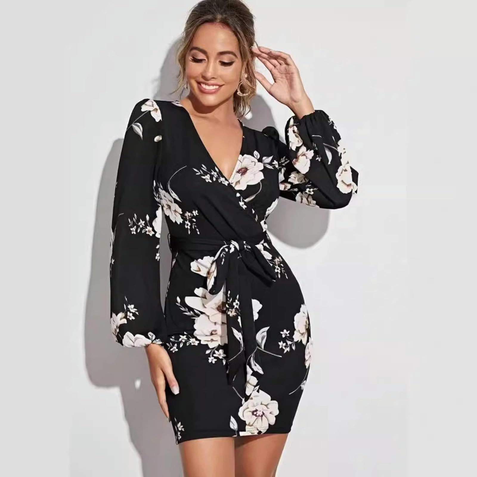 Abiti da Donna Abito con Pizzo con Scollo A V Estivo-Blu-l