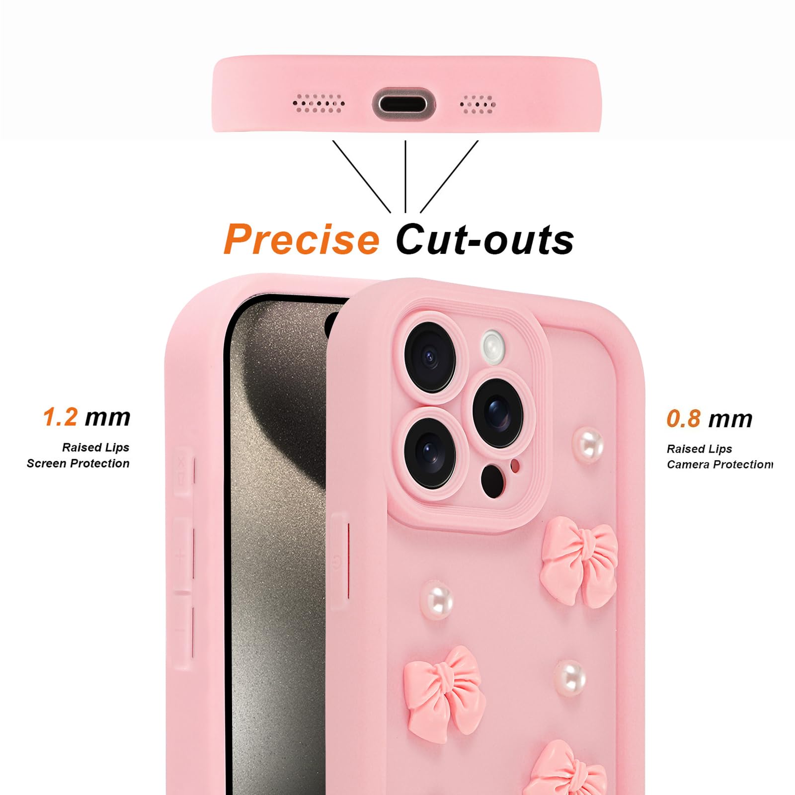 Coalbooliy Funda Para IPhone 17 6,3'' Blanco Carcasa Suave TPU Ultrafina Silicona Aesthetic Patrón Osito De Peluche 3D, Antigolpes Bumper Protección De Cámara Niña Regalo Case Móvil, 03