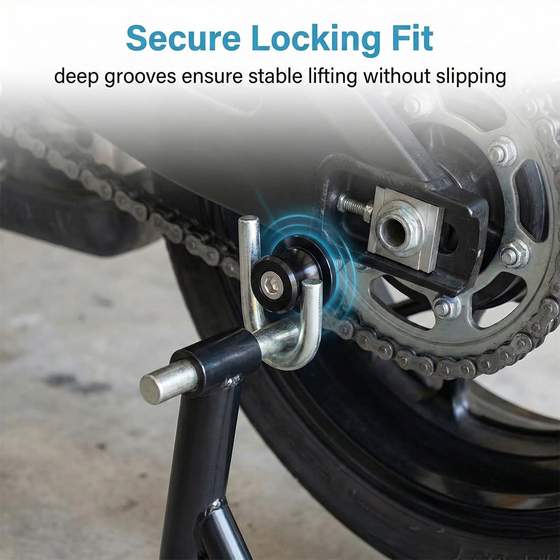 M8 Nottolini Cavalletto Moto, 2 Pcs Cavalletto Moto Posteriore, Cavalletto Centrale Moto, Cavalletto Alzamoto Posteriore, Universale Coppia di nottolini M8 alza moto Supporti per Forcellone Posteriore - 4