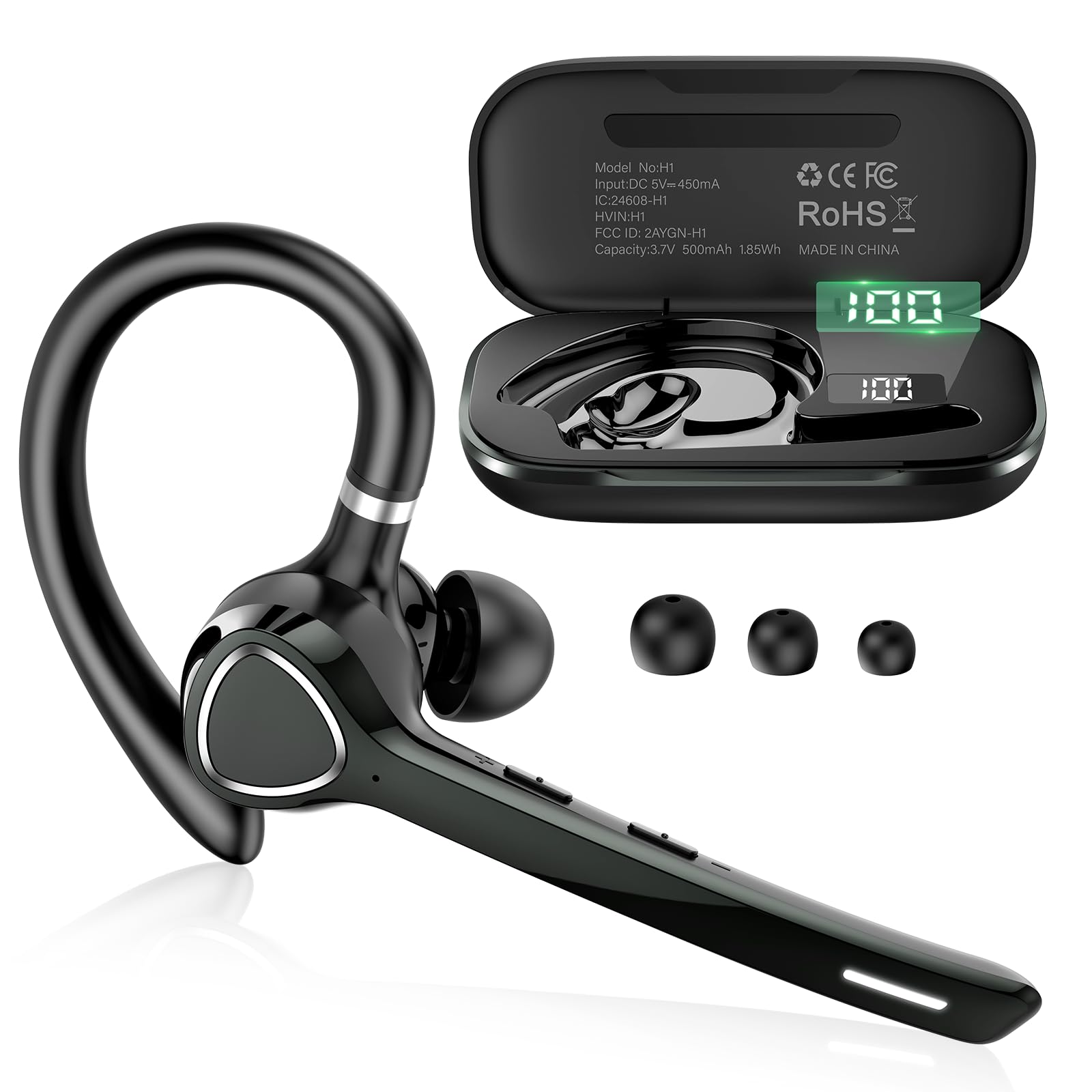 VOTAZIB Bluetooth Headset, V5.4 Wireless Freisprech Telefon mit CVC 8.0 und ENC Dual Mikrofon, Bluetooth Ohrhörer mit 90h Spielzeit Mic Mute Zwei-Geräte-Verbindung für Büro Business Autofahren, Lila