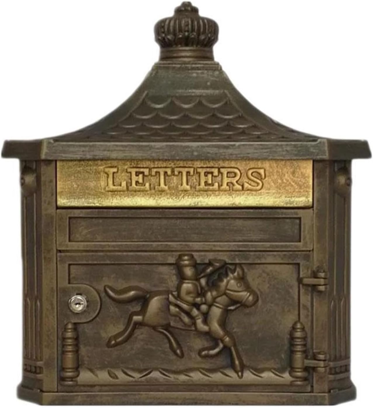 Wall Mounted Mailbox Wall Mount Mailbox Letterbox Post Letter Decoration Large(Brown)