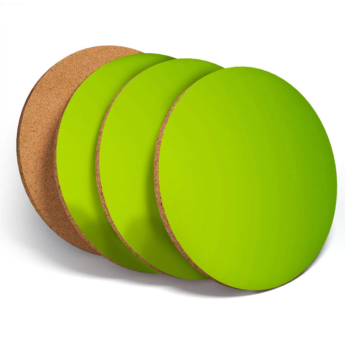 Destination Vinyl Coasters Multicolor 4 Set - Lime Green Colour Fade Art Print - Coasters Kitchen Drinks Coaster #14805