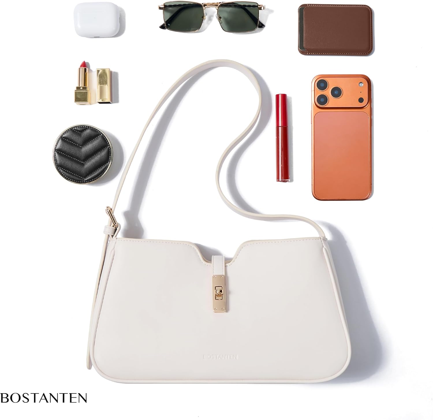 BOSTANTEN Small Shoulder Purse for Women Vegan Leather Designer Purse Casual Hobo Handbag with Adjustable Strap for Work - Image 6