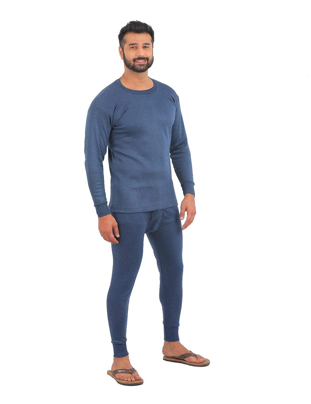 Men’s Winter Wear Round Neck Full Sleeves Solid Thermal Top and Lower Set-image-30