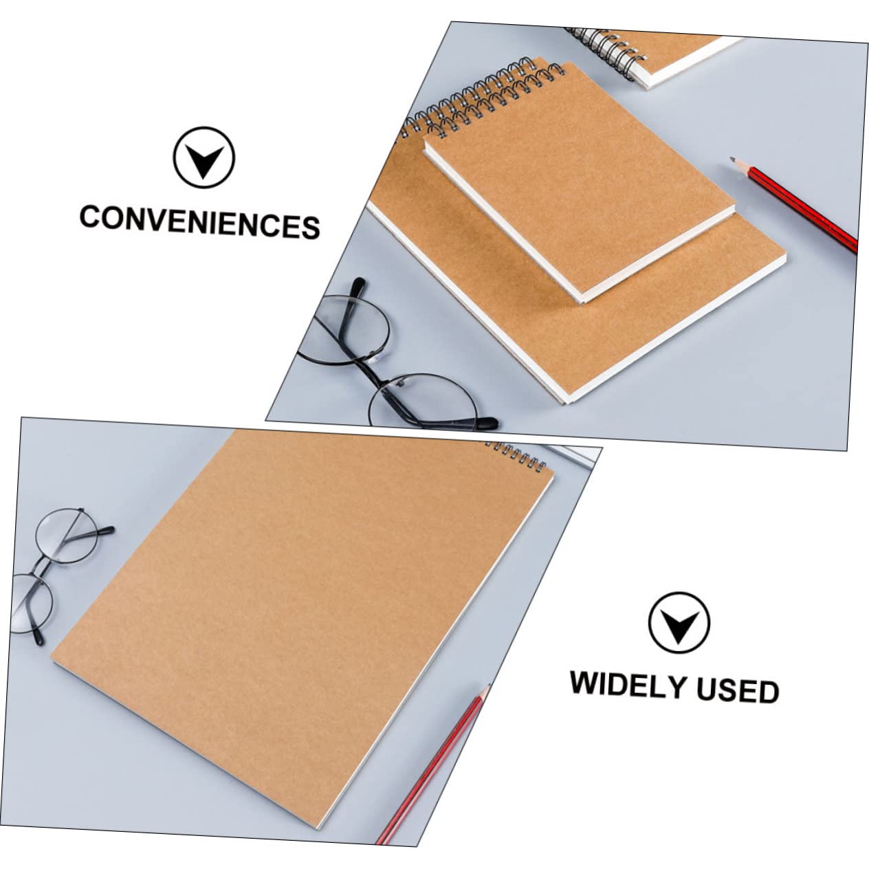 2pièces Carnet De Croquis Vierge Pour Étudiants Bloc-notes Avec Reliure Spirale Pages Blanches Épais Pour Dessin Et Écriture