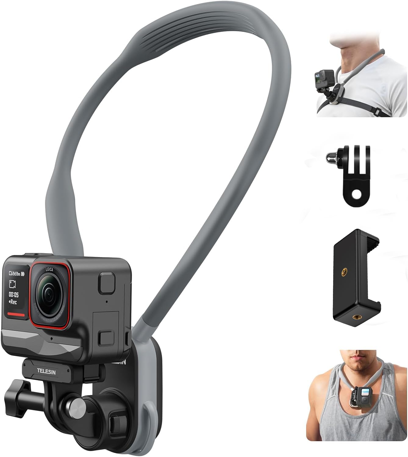 Étui Et Sangle En Silicone Pour Caméra D'action Go3 - Dragonne Réglable, Protection Anti-chocs, Compatible