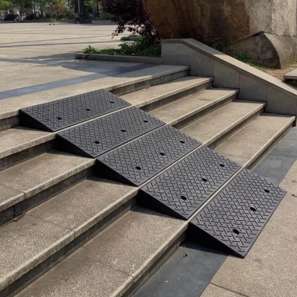 Rampe De Seuil De Garage 5cm 9cm 12cm 15cm Rampe De Trottoir en Caoutchouc Antidérapant, Rampe De Bordure pour Fauteuil Roulant, Allée, Véhicule(100x30x10cm/39.37x11.81x3.94in)