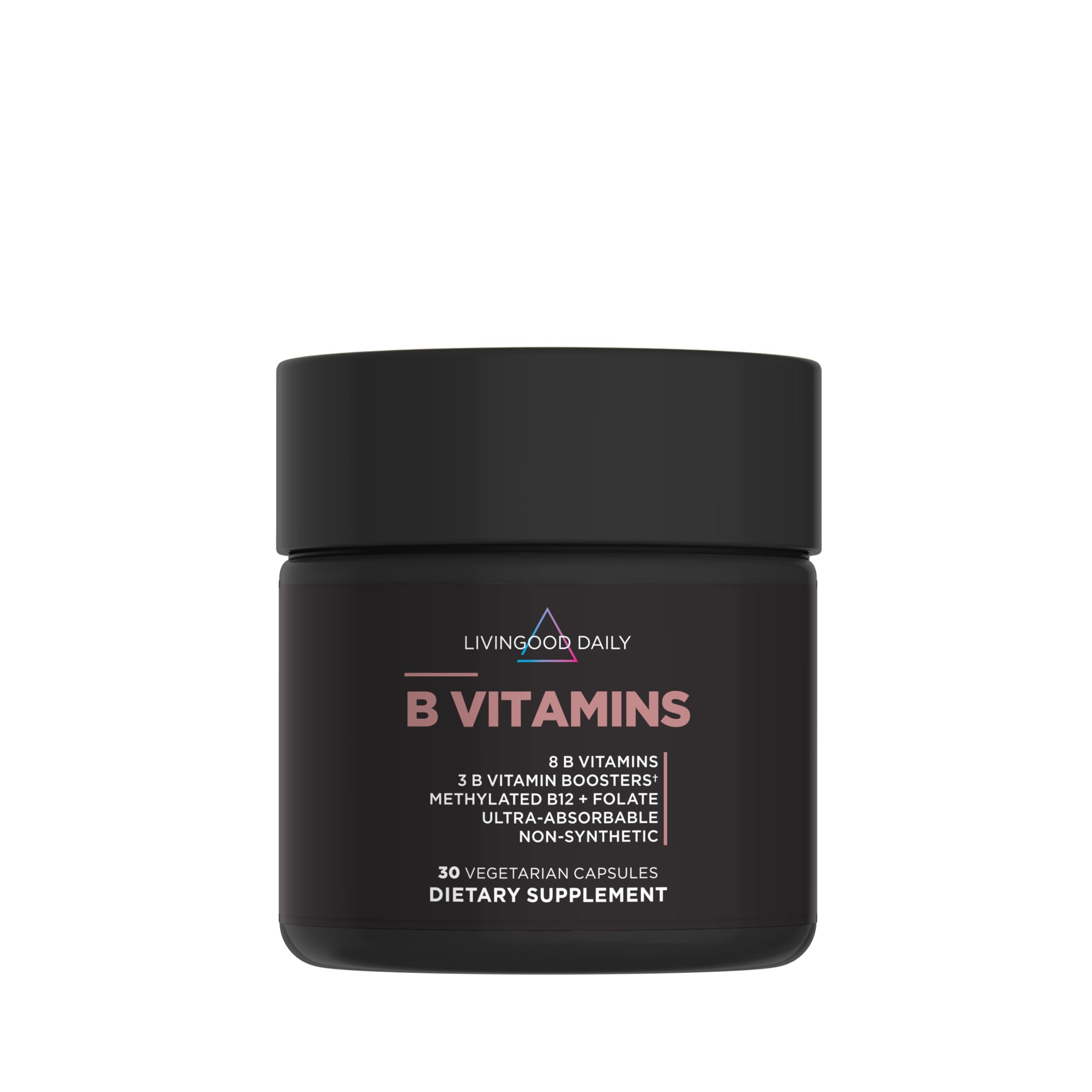 Vitamin B Complex Capsules for Men and Women, Methylated B12 & Folate, 11 Active Forms Including B1 B2 B3 B5 B6 & Biotin, Gluten Free, Vegan B Vitamins for Hair Skin Nails, 30 Capsules