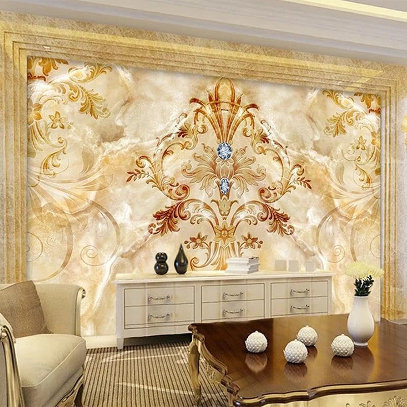 Mural de tela de seda de mármol floral europeo decorativo de 140x70 cm