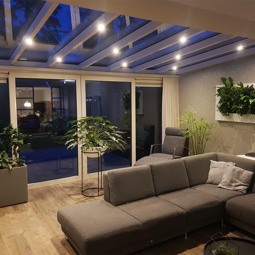 HOFTRONIC - 4er set dimmbare LED-Ein/Aufbaustrahler Navarra IP44 2700K Warmweiß CREE Deckenspots Einbauleuchte Aluminium ideal für Terrassendach, Bad, Dusche