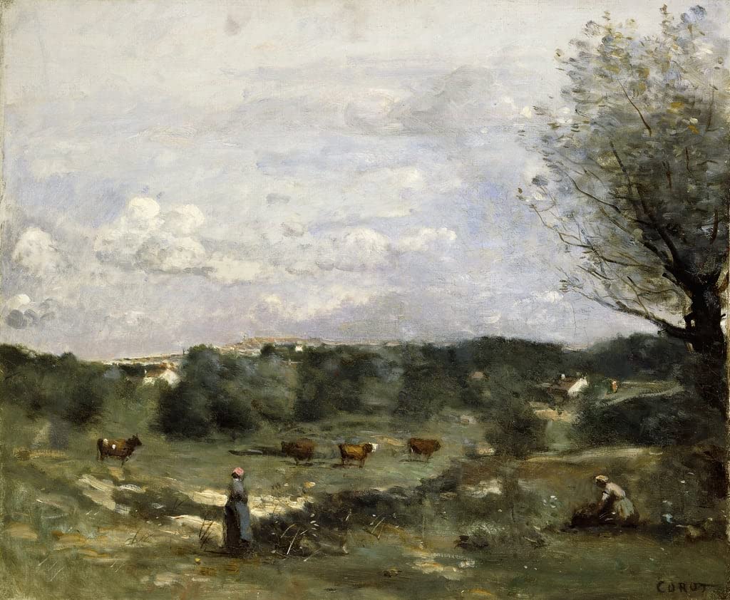 Toile Prairie avec des vaches Corot pour mur vide triste 60x90 - 5
