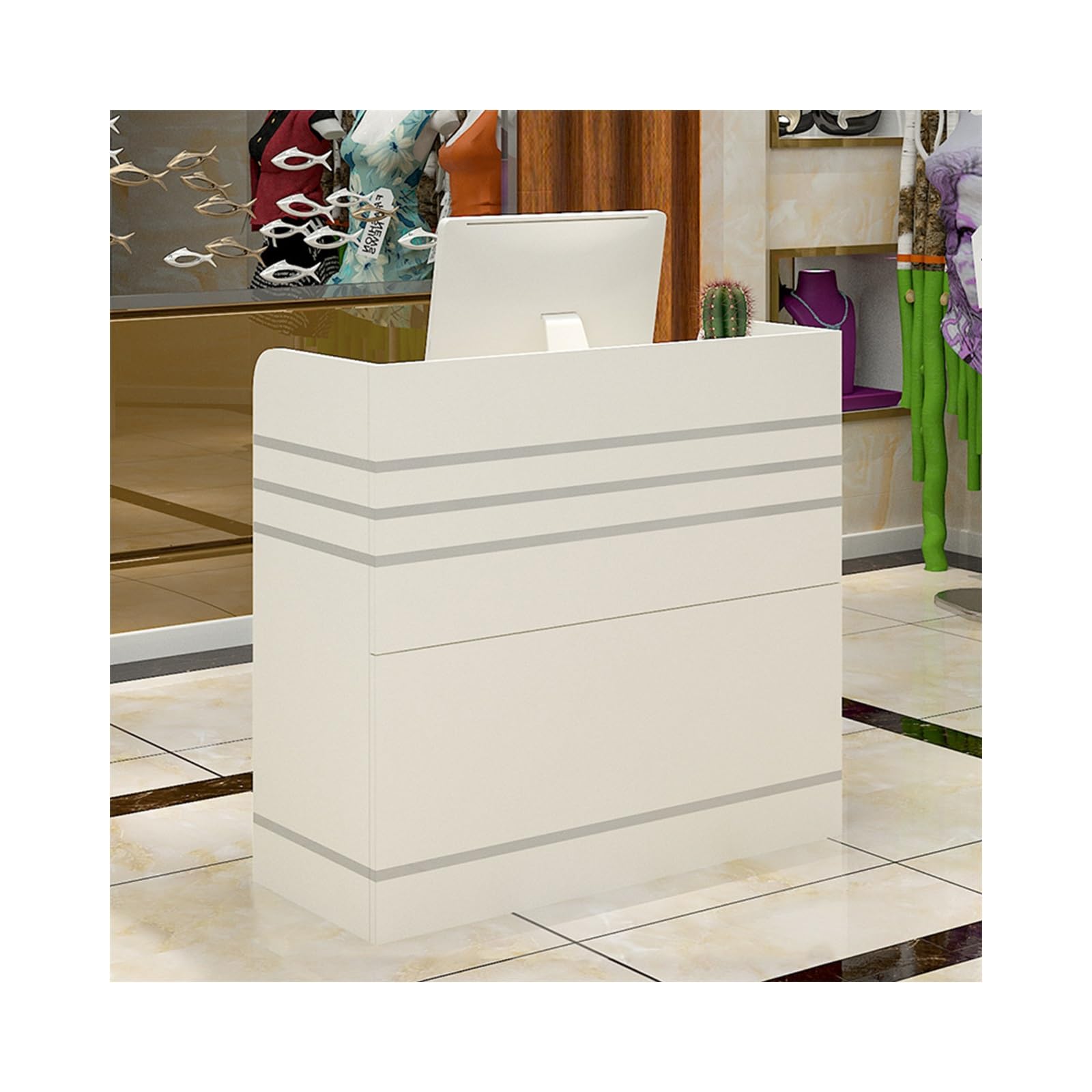 PortableDesk Eleganter Kassentisch für Flur und Salon, 80 cm, Weiß, funktional, Arbeitsplatz, stilvolle Büromöbel