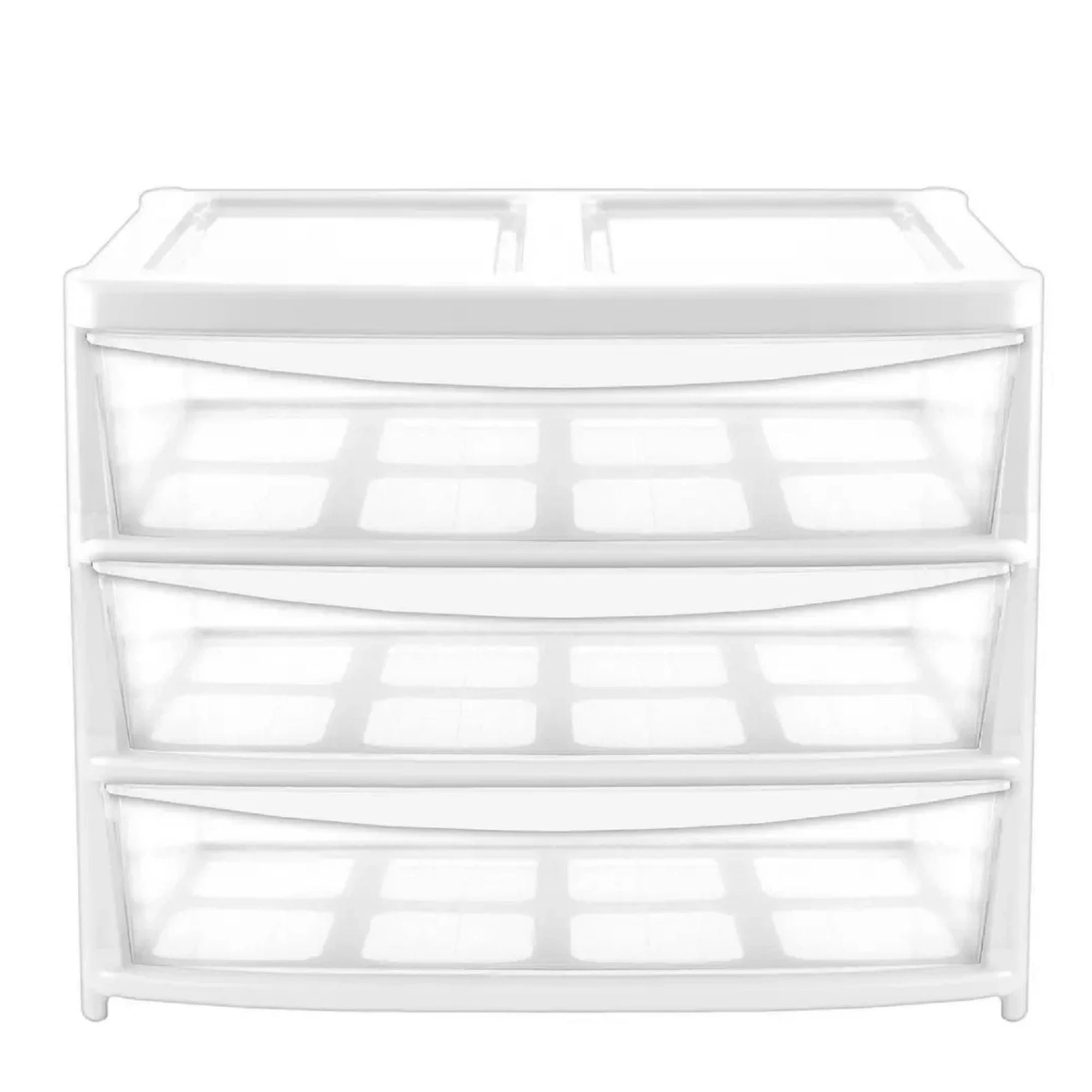 KYY'Z 3 Drawers Jumbo Storage Unit, White/Clear Plastic Chest Modular Drawer, 3 Tier Home Office Closet Bedroom Dorm Modular Storage Tower, Nursery School Space Solution — image 1