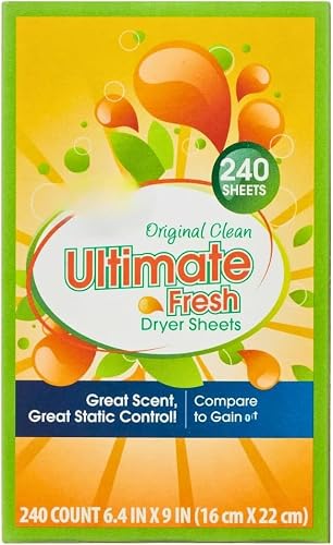 Dryer Sheets Fabric Softener – 240 Count Original Clean Scent – Static Control, Long-Lasting Freshness, Softens Clothes, Reduces Wrinkles for All Laundry Loads