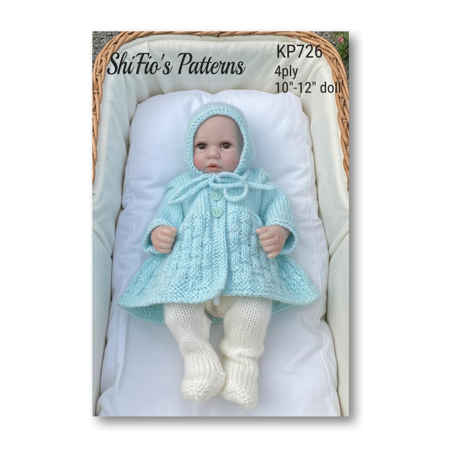 Paper Pattern ShiFio's Patterns Doll Clothes Knitting Pattern KP726, 4 Ply Jacket, Hat and Leggings Set for 10-12 Inch Dolls