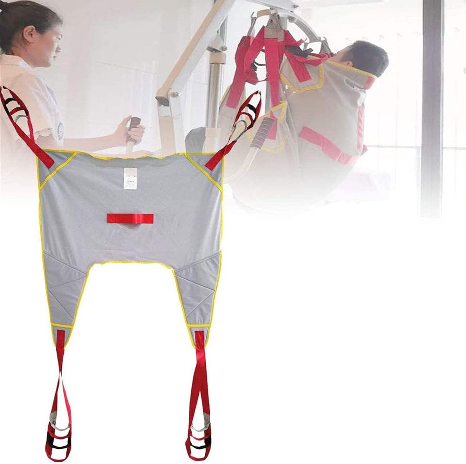 Arnés Elevación Paciente Cuerpo Completo, Grúa de Paciente Portátil Equipo Paciente Cinturón de Transferencia con Ajustable Altura Cinturón para Caminar Asistido por El Paciente,M