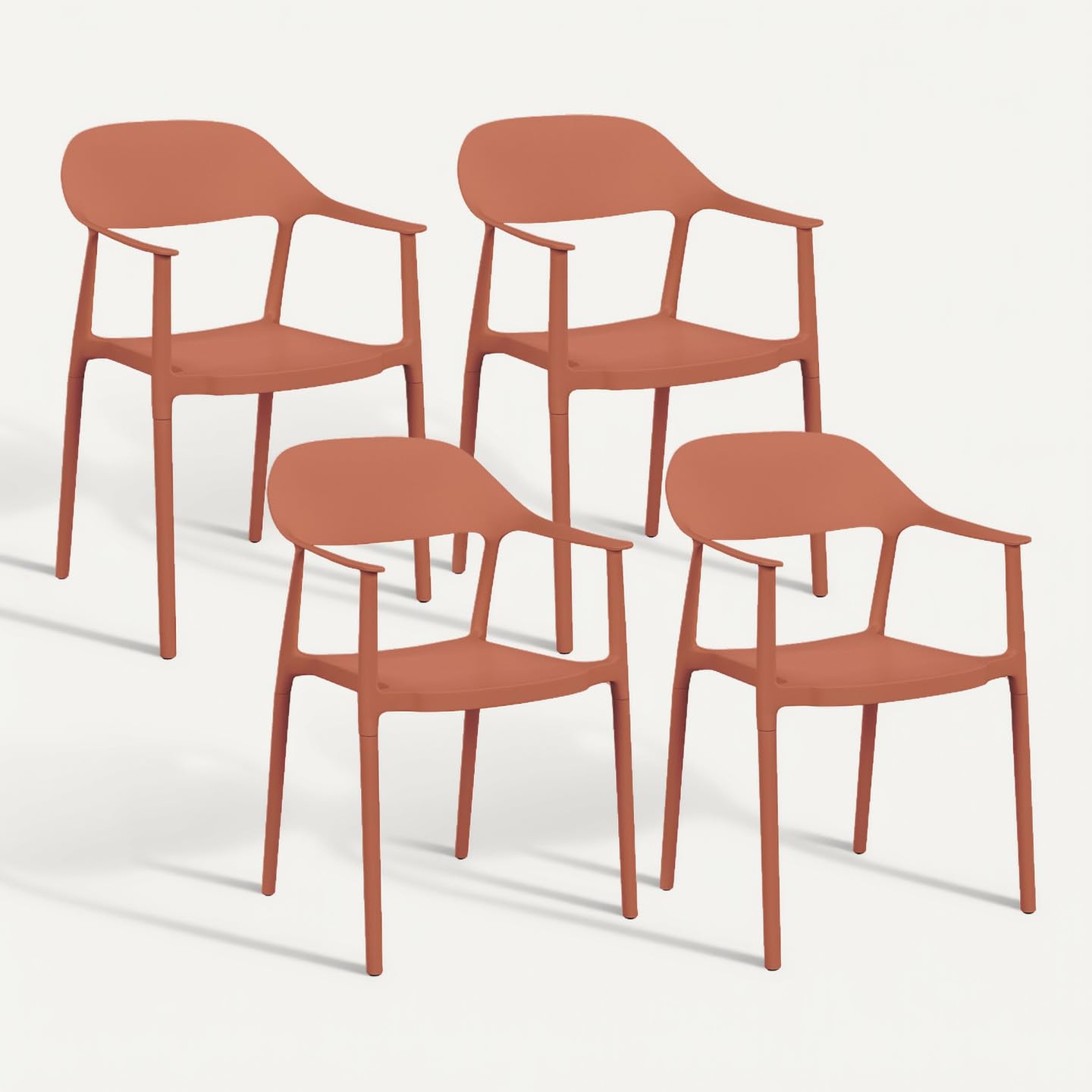 IDMarket - Lot de 4 chaises de Jardin empilables SUZON Terracotta