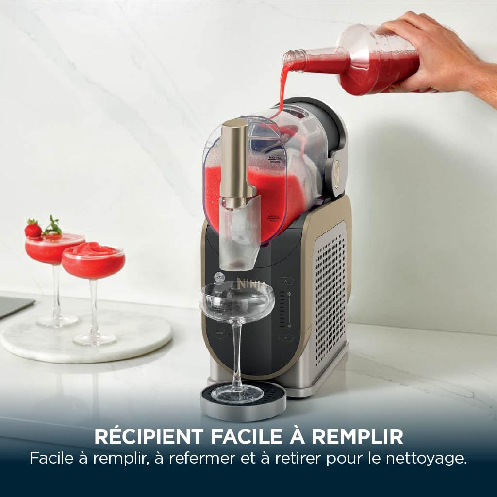 Ninja SLUSHi Machine à granités, Sans glace ni préparation, Grande capacité 1,9L, 5 modes préréglés, Boissons glacées comme cocktails, frappés, milkshakes et jus glacés, Pierre Or, FS301EUSTGD
