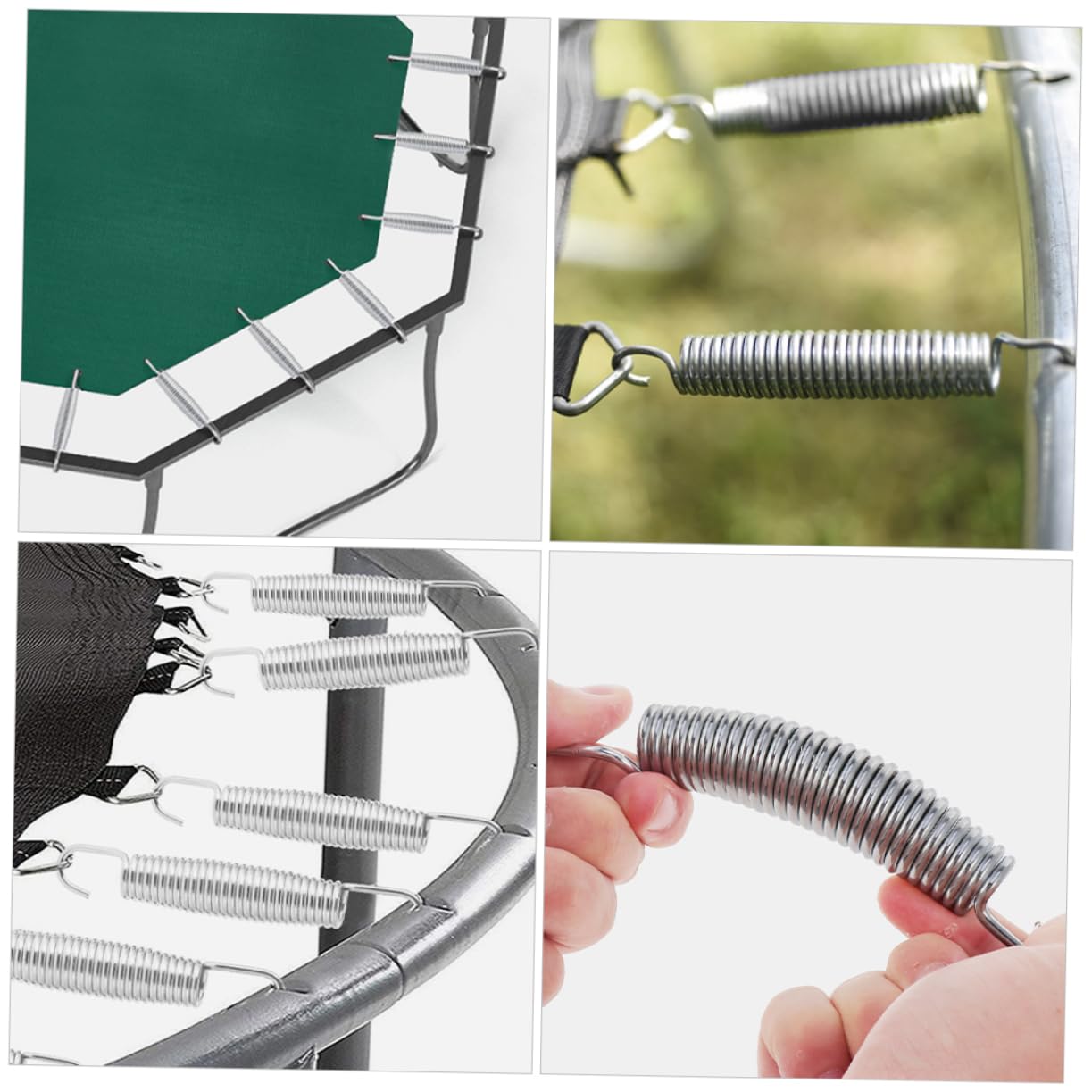 Sosoport 10 Stück Trampolinfedern aus Verzinktem Stahldraht, Silber | Ersatzteil für Große Outdoor Modelle und Kleiner Trampoline, Korrosionsbeständig, mit Sicherheitskappen und Abdeckungen