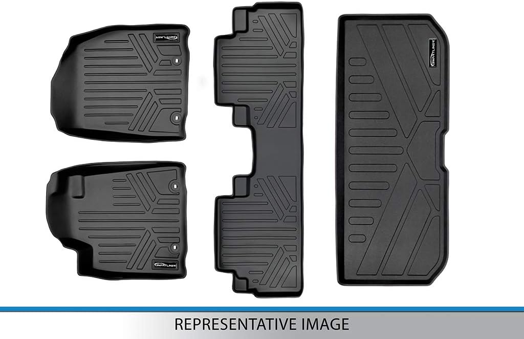 SMARTLINER Custom Fit Floor Mats 2 Rows and Cargo Liner Behind 2nd Row Set for 2014-2019 Toyota Highlander