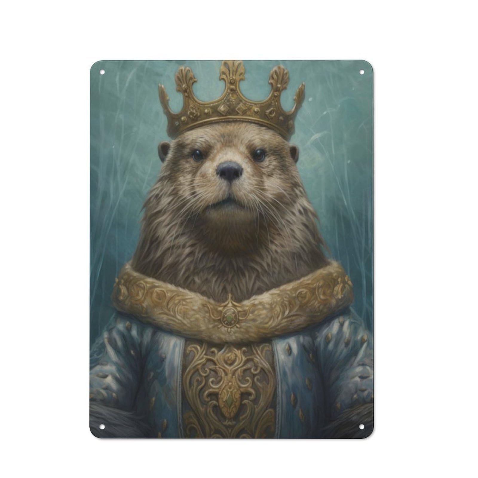 Junmoney Anthropomorphic Sea Otter Retro Metal Wall Sign 40X30cm For Guest Room Or Hallway, New-Space Wall Decor For Home Decor Collectors