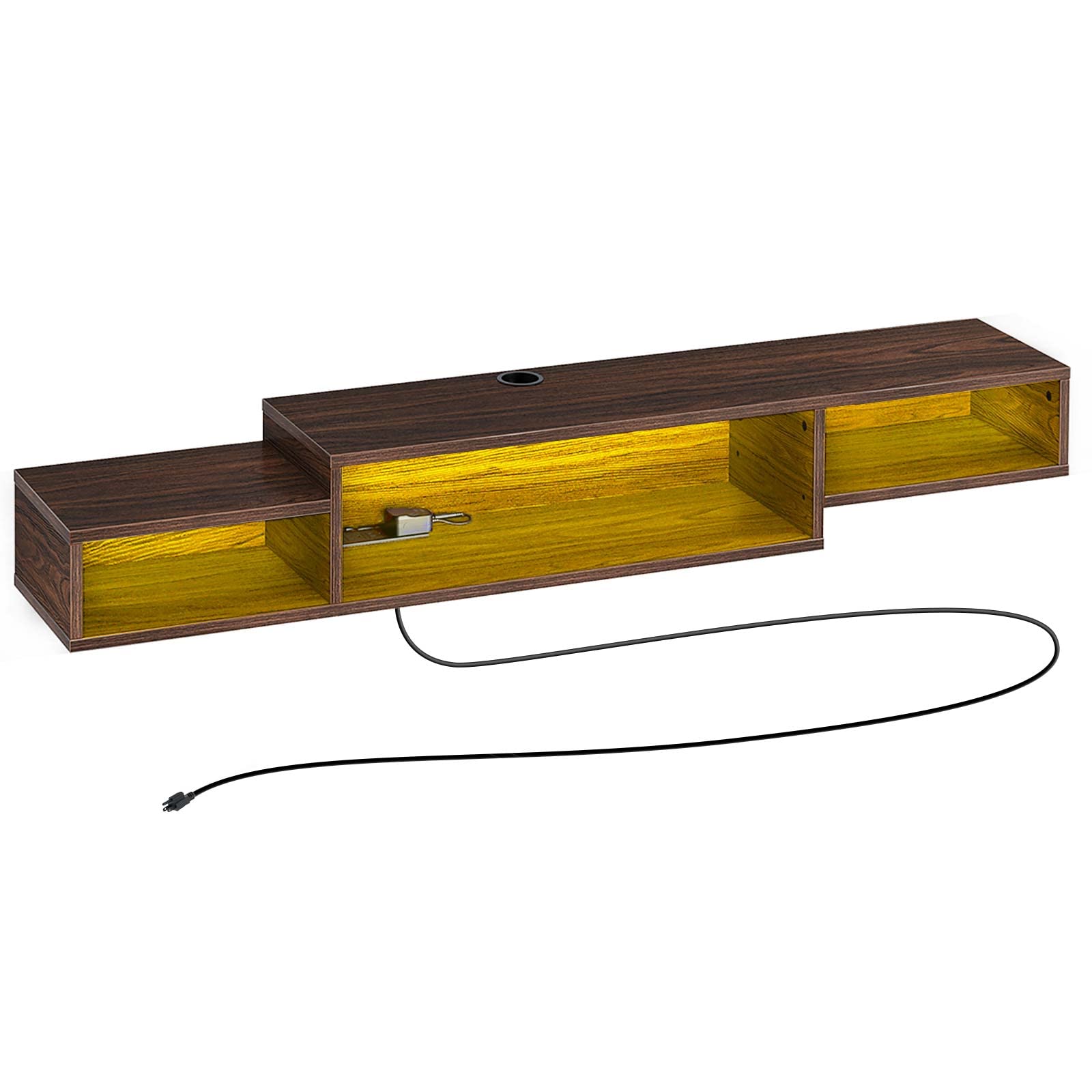 Buy Rolanstar Wall Mounted Media Console with Power Outlet, Rustic