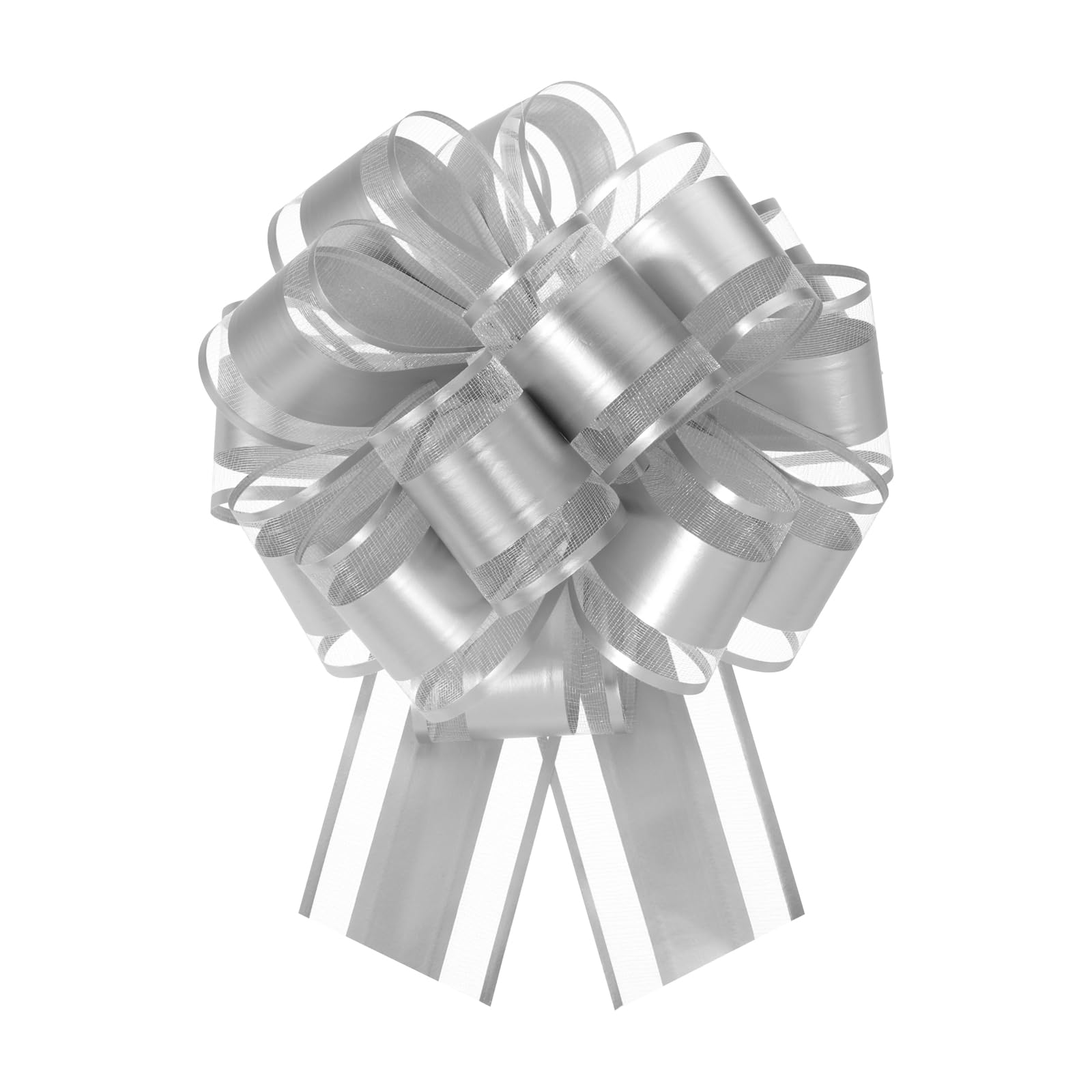 Lazos de organza Uxcell plateados de 15 cm para envolver regalos navideños y coches, 15 uds