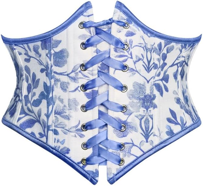Scarlet Darkness Corset Belt for Women Floral Lace Up Boned Underbust Corset Waist Belts