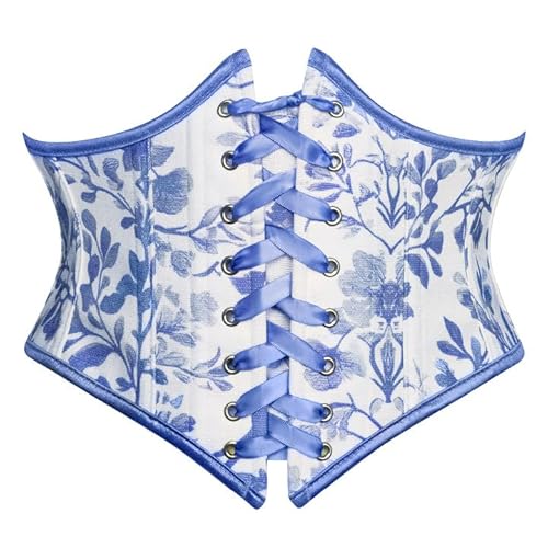 Scarlet Darkness Corset Belt for Women Floral Lace Up Boned Underbust Corset Waist Belts