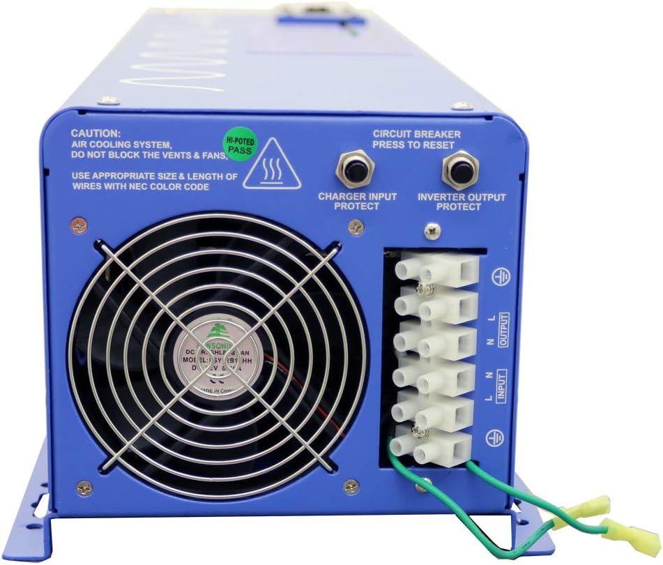 AIMS Power PICOGLF40W24V120V 4000 Watt Pure Sine Inverter Charger, 24Vdc to 120Vac Output, Remote Panel Available, Auto Frequency, Terminal Block, Multi Stage Smart Charger, 7 Battery Type Settings : Automotive