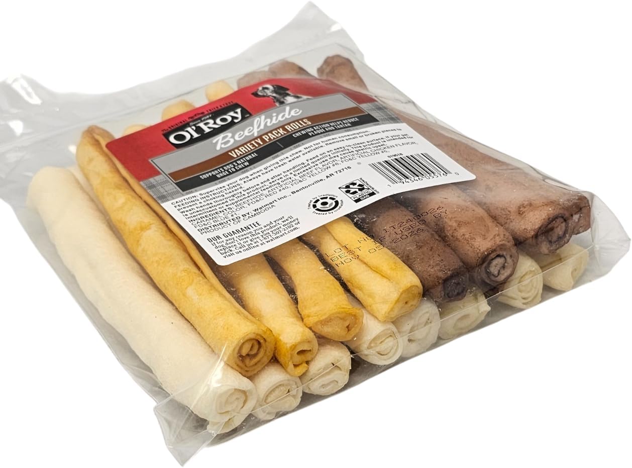 Ol' Roy Beefhide 16 Count Variety Pack Rolls Dog Chew Treats, 9.31 Ounces